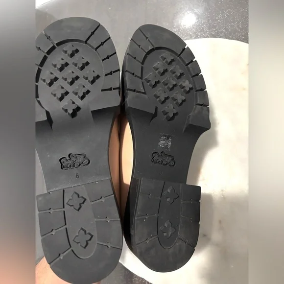 COACH Leah Leather Platform Loafers Womens 8 Lug Sole Blush Pink Slip On Shoes - Picture 7 of 7